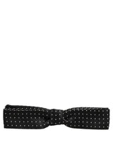 Dolce & Gabbana Black White Polka Dot Adjustable Neck Papillon Bow Tie