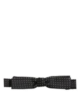 Dolce & Gabbana Black White Polka Dot Adjustable Neck Papillon Bow Tie