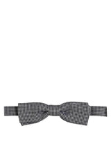 Dolce & Gabbana Black White Houndstooth Adjustable Neck Bow Tie