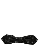 Dolce & Gabbana Black White Polka Dot Adjustable Neck Papillon Bow Tie