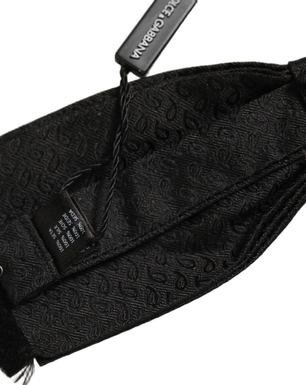 Dolce & Gabbana Men Black 100% SIlk Adjustable Neck Papillon Bow Tie