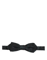 Dolce & Gabbana Men Black Green Paisley Adjustable Neck Papillon Bow Tie