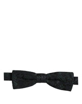 Dolce & Gabbana Men Black Green Paisley Adjustable Neck Papillon Bow Tie