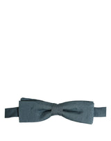 Dolce & Gabbana Men Steel Blue 100% Silk Adjustable Neck Papillon Bow Tie