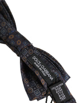 Dolce & Gabbana Men Dark Gray Geometric Adjustable Neck Bow Tie