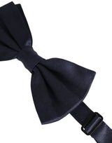 Dolce & Gabbana Dark Blue 100% Silk Adjustable Neck Papillon Bow Tie