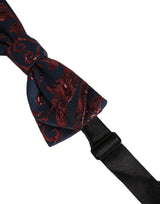 Dolce & Gabbana Men Blue Red Paisley Adjustable Neck Papillon Bow Tie
