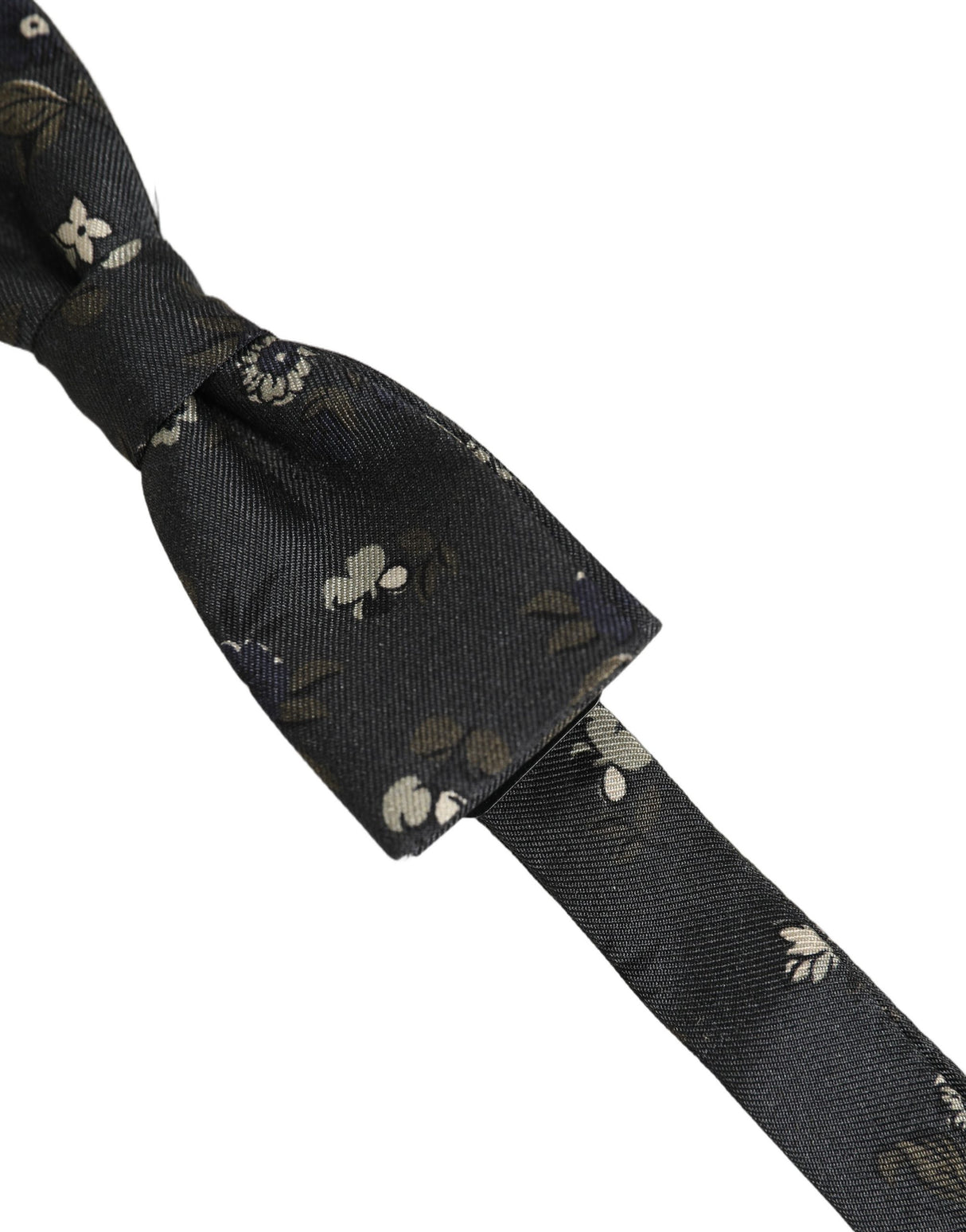 Dolce & Gabbana Men Black Floral Silk Adjustable Neck Papillon Bow Tie