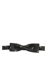Dolce & Gabbana Men Black Floral Silk Adjustable Neck Papillon Bow Tie