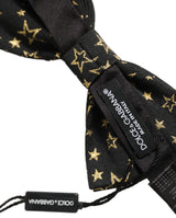 Dolce & Gabbana Men Black Star 100% Silk Adjustable Neck Papillon Bow Tie