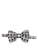 Dolce & Gabbana Men Black Silver Circles Adjustable Neck Papillon Bow Tie
