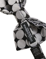 Dolce & Gabbana Men Black Silver Circles Adjustable Neck Papillon Bow Tie