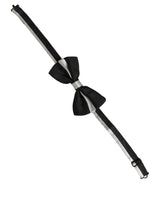 Dolce & Gabbana Black Silver 100% Silk Adjustable Neck Papillon Bow Tie