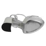 Dolce & Gabbana Silver Logo Ankle Strap Heels Sandals Shoes