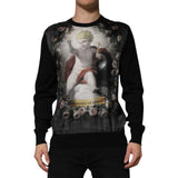 Dolce & Gabbana Black Cashmere Cherub Print Baroque Sweater