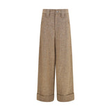 Brunello Cucinelli Beige Wool Oves Aries Casual Pants