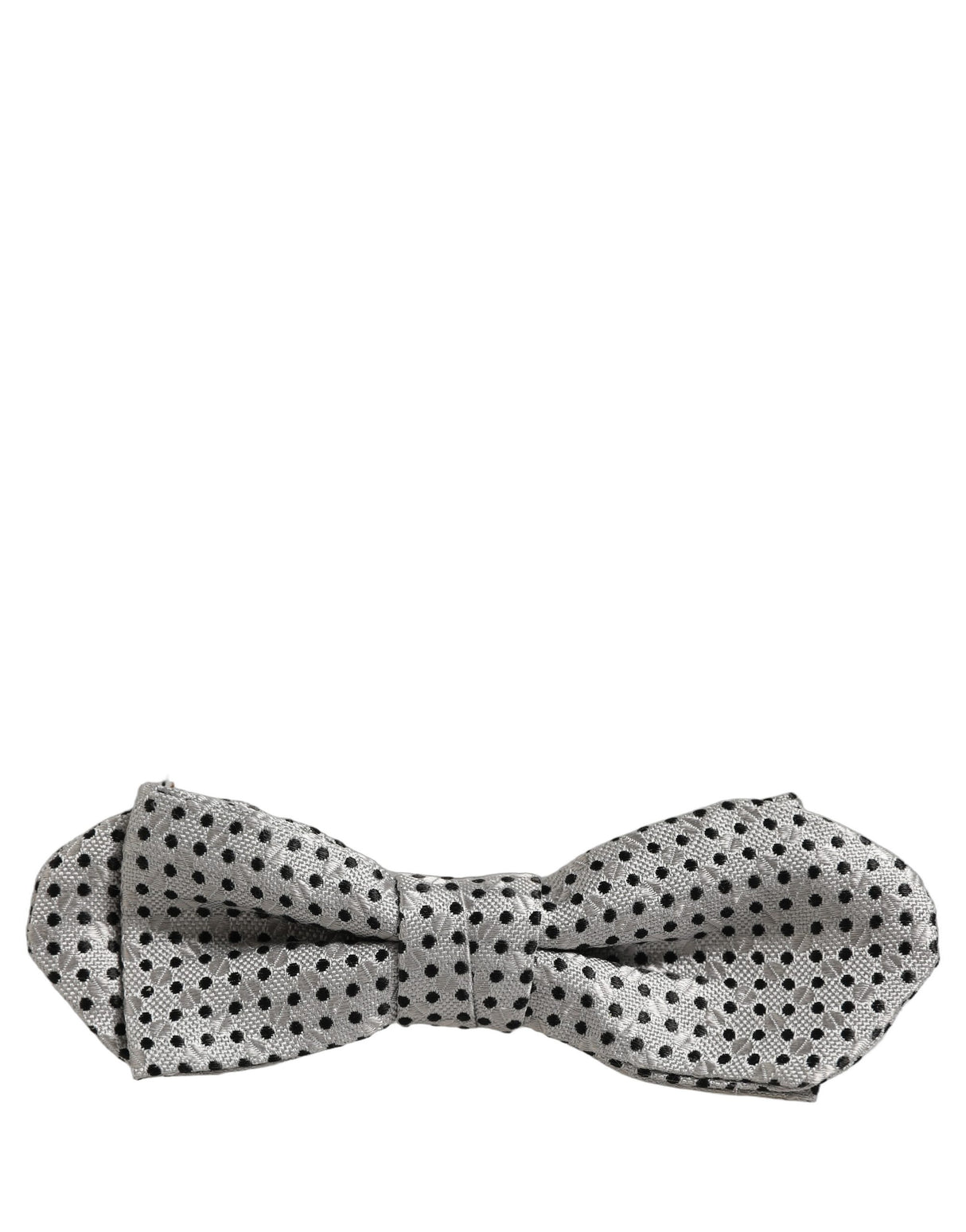 Dolce & Gabbana Men Silver Black Polka Dot Adjustable Neck Papillon Bow Tie
