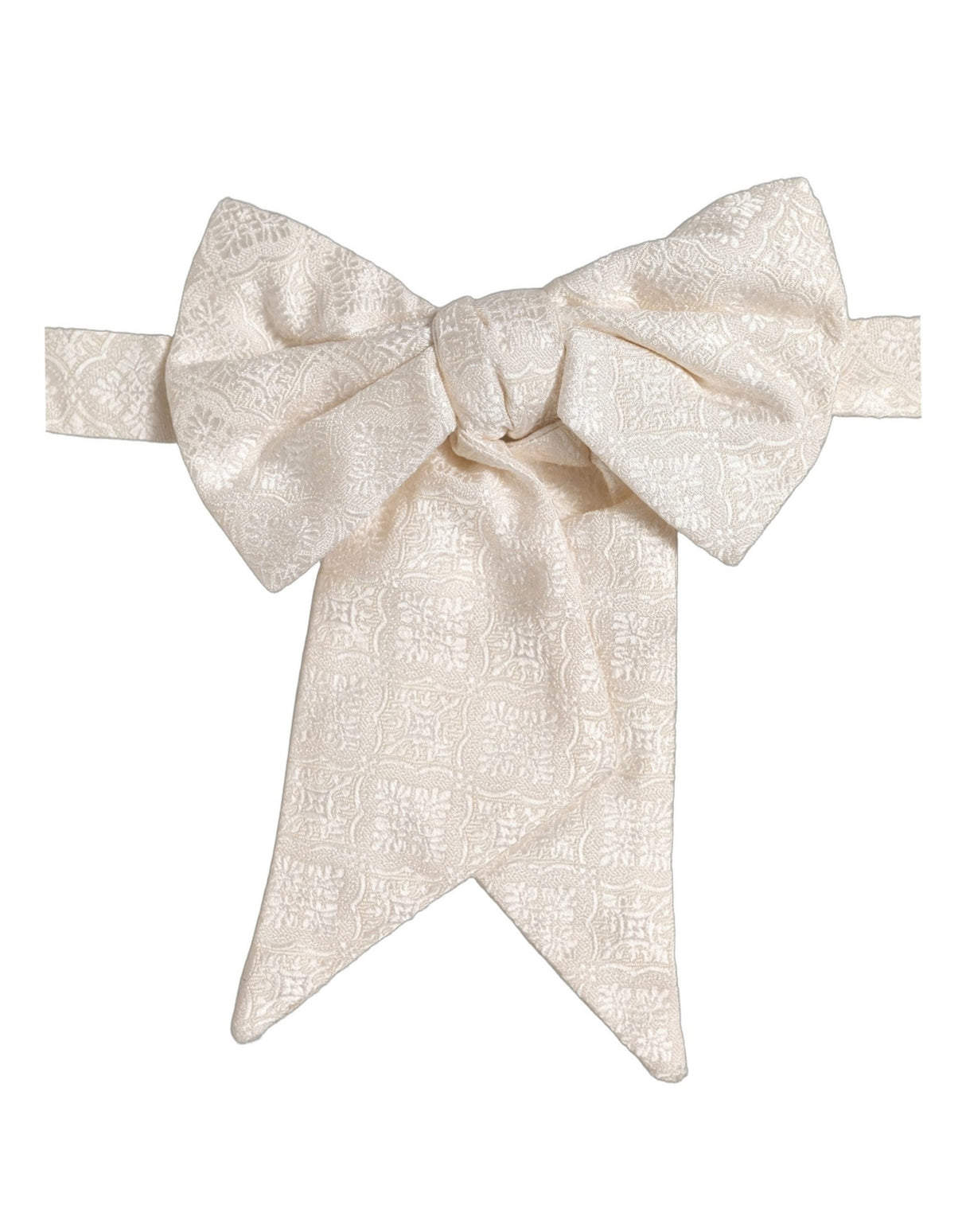 Dolce & Gabbana Men White Jacquard Silk Adjustable Neck Papillon Bow Tie