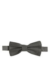 Dolce & Gabbana Men Gray Silk Patterned Adjustable Neck Papillon Bow Tie