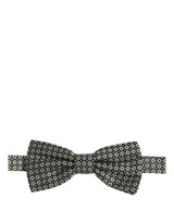 Dolce & Gabbana Men Gray Silk Patterned Adjustable Neck Papillon Bow Tie