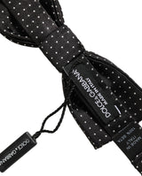 Dolce & Gabbana Black White Polka Dot Adjustable Neck Papillon Bow Tie