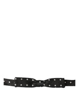 Dolce & Gabbana Black White Polka Dot Adjustable Neck Papillon Bow Tie
