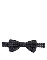 Dolce & Gabbana Black White Polka Dot Adjustable Neck Papillon Bow Tie
