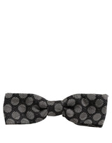 Dolce & Gabbana Black White Geometric Silk Adjustable Neck Papillon Bow Tie