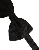 Dolce & Gabbana Men Black Paisley Silk Adjustable Neck Papillon Bow Tie