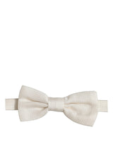 Dolce & Gabbana Men Off White Silk Adjustable Neck Papillon Bow Tie