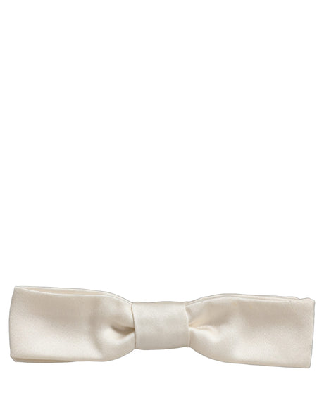 Dolce & Gabbana Men White 100% Silk Adjustable Neck Papillon Bow Tie