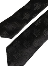 Dolce & Gabbana Men Black Crown Print Silk Adjustable Tied Necktie Tie