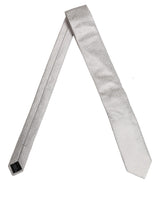 Dolce & Gabbana Men Gray 100% Silk Textured Adjustable Tied Necktie Tie