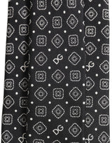Dolce & Gabbana Men Black DG Logo 100% Silk Adjustable Tied Necktie Tie