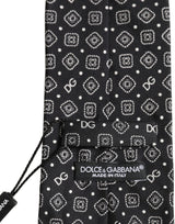 Dolce & Gabbana Men Black DG Logo 100% Silk Adjustable Tied Necktie Tie
