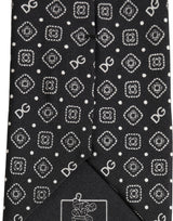 Dolce & Gabbana Men Black DG Logo 100% Silk Adjustable Tied Necktie Tie