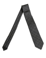 Dolce & Gabbana Men Black DG Logo 100% Silk Adjustable Tied Necktie Tie