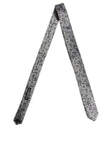 Dolce & Gabbana Men Gray Leaf Pattern Silk Adjustable Tied Necktie Tie