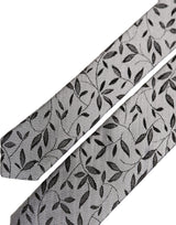 Dolce & Gabbana Men Gray Leaf Pattern Silk Adjustable Tied Necktie Tie