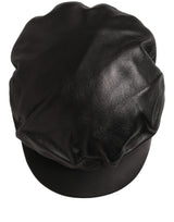 Dolce & Gabbana Black Lambskin Leather Newsboy Capello Hat