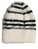 Dolce & Gabbana Black White Striped Angora Knitted Beanie One Size Hat