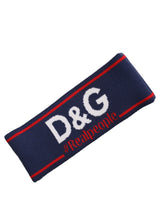 Dolce & Gabbana Navy Blue Wool Knitted D&G Queen Head Band One Size Hat