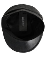 Dolce & Gabbana Black Cotton Gold DG Chain Baker Boy Capello Hat