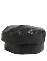 Dolce & Gabbana Black Cotton Gold DG Chain Baker Boy Capello Hat