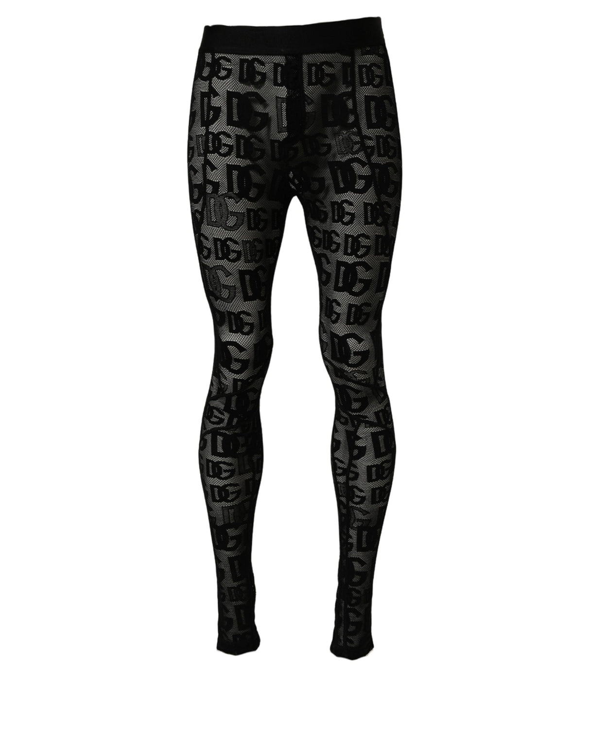 Dolce & Gabbana Black All Over Logo Print Sheer Pantyhose Underwear