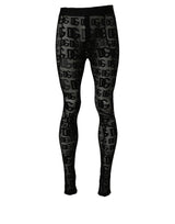 Dolce & Gabbana Black All Over Logo Print Sheer Pantyhose Underwear