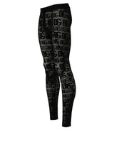 Dolce & Gabbana Black All Over Logo Print Sheer Pantyhose Underwear