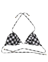 Dolce & Gabbana Black White Checkered Halter Beachwear Bikini Top
