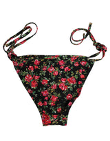 Dolce & Gabbana Black Floral Print Nylon Beachwear Bikini Bottom