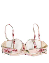 Dolce & Gabbana Pink Floral Print Underwire Beachwear Bikini Top